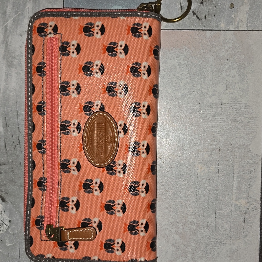 Fossil Coral and Black Print Wallet